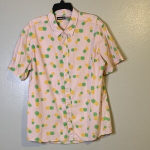Ambsn California Men's 100% Cotton Pineapple Print Short Sleeve Shirt! L